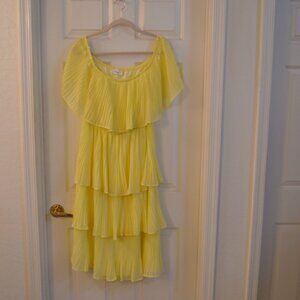 Yellow lined Ruffled Dress